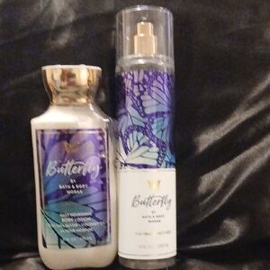 Bath & Body Works Butterfly Lotion and Mist - Purple and Cream